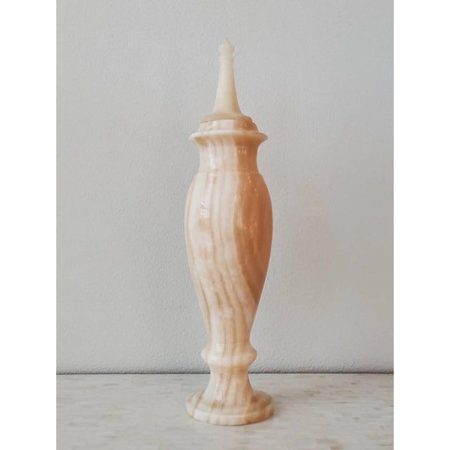 Antique Neoclassical Alabaster Marble Lidded Vessel For Sale - Image 11 of 11