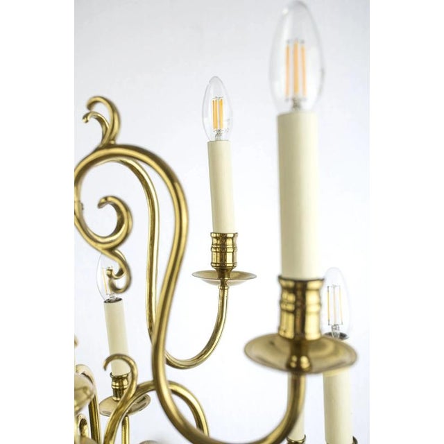 Dutch Brass 3-Tier Chandelier For Sale - Image 3 of 6