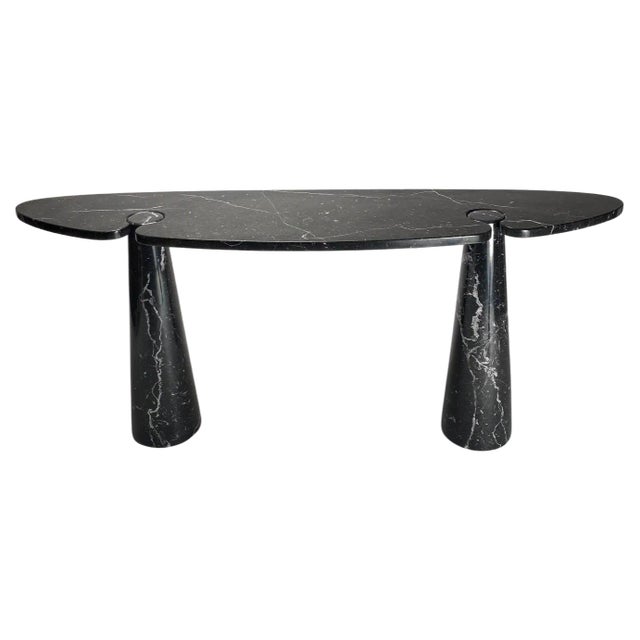 Vintage Italian Console Table in Black Marquina Marble by Angelo Mangiarotti, 1970s For Sale