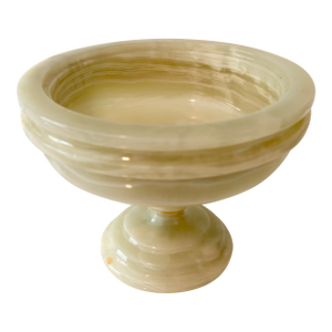 Mid 20th Century Italian Vide Poche Green Onyx Pedestal Compote Bowl