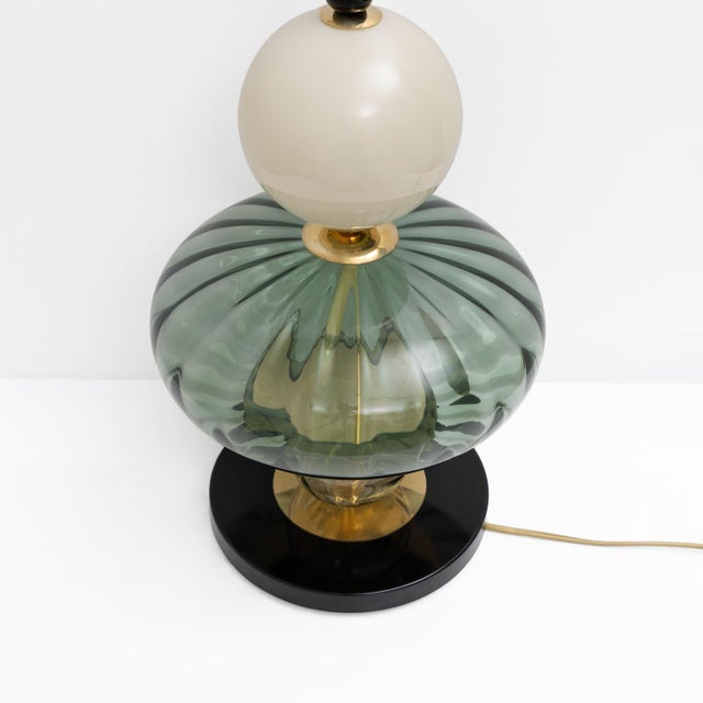 2000 - 2009 Geometric Murano Glass Table Lamps in Green and White from Sottsass, 2000, Set of 2 For Sale - Image 5 of 8
