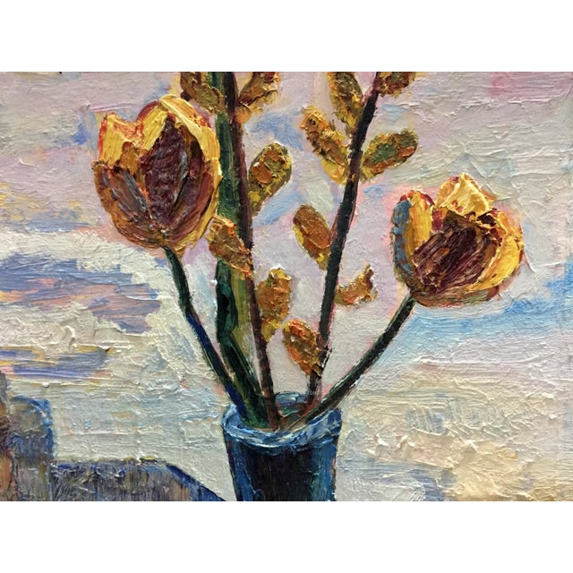 Impressionist 1970s Oil Painting on the Window For Sale - Image 3 of 12