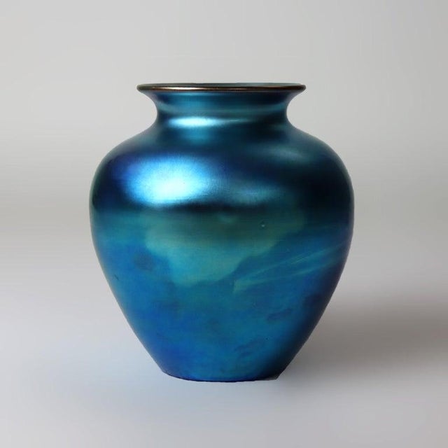 Antique Steuben Blue Aurene Art Glass Vase Signed C1920 For Sale - Image 9 of 10
