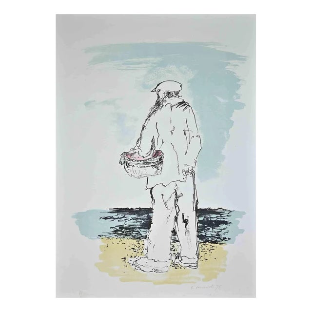 Giovanni Omiccioli, The Fisherman, 1975, Lithograph For Sale