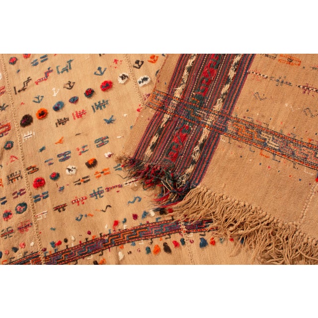 Camel Antique Persian Beige and Red Kilim-Jajim Wool Rug For Sale - Image 8 of 8