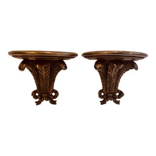 Pair of Prince of Wales Feather Motif Brackets For Sale