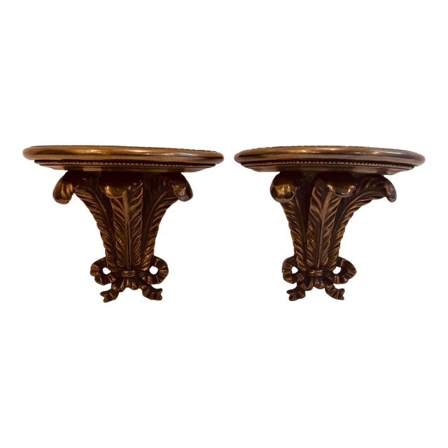 Pair of Prince of Wales Feather Motif Brackets For Sale