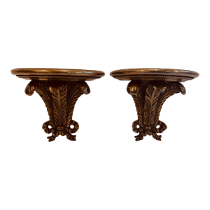 Pair of Prince of Wales Feather Motif Brackets