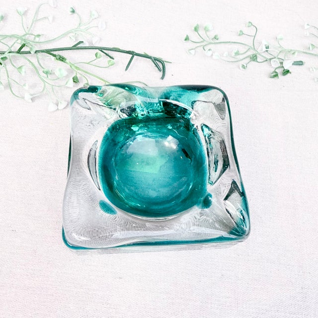 Vintage Murano Glass Ashtray in Green Glass, 1970s For Sale - Image 4 of 13