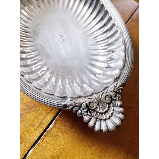 Traditional Antique Silver Plated Pennsylvania Railroad Pedestal Serving Dish For Sale - Image 3 of 7