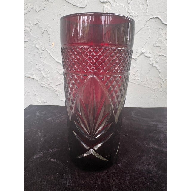 1980s 1980s Crystal D’Arques Ruby Red Cut Crystal Tumblers – Set of 8 For Sale - Image 5 of 7