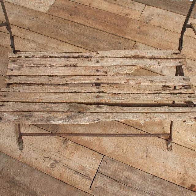 Antique French Rustic Iron Folding Garden Bench For Sale - Image 5 of 12
