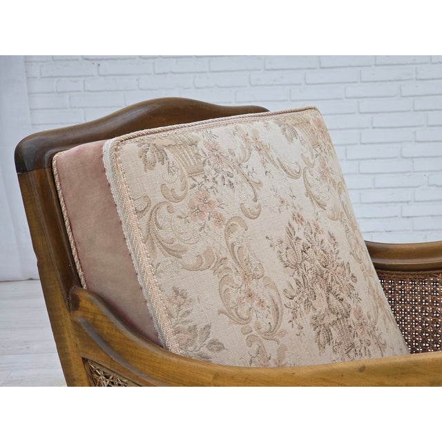 Vintage Danish Chair in Woven Wool and Velour, 1940s For Sale - Image 11 of 18