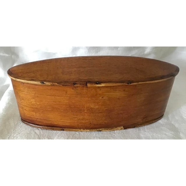 Antique Vintage Primitive Lidded Oval Treen Ware Box Chairish