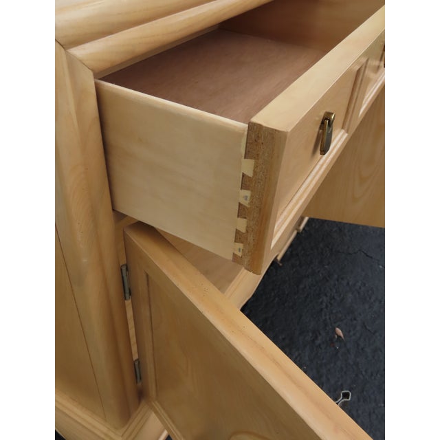 Wood Bernhardt Hollywood Regency White Oak Large Nightstands End Bedside Tables a Pair 6400 For Sale - Image 7 of 18