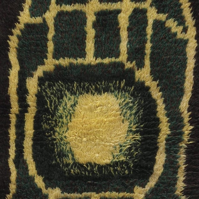 Small Scandinavian Mid-Century Modern Sun-Burst Rya Pile Rug, 1960s For Sale - Image 3 of 4