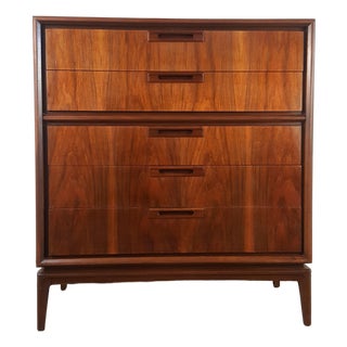 Elegant Restored Original Mid Century Modern Tall Dresser Highboy United Furnituire For Sale