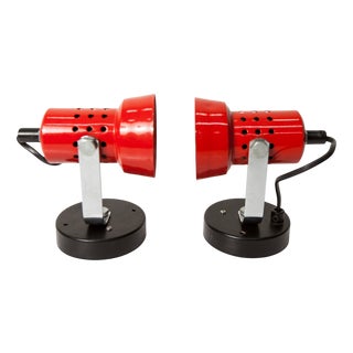 Vintage Red and Black Wall Lights, 1960s, Set of 2 For Sale
