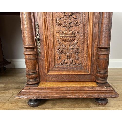 Antique French Style Oak Double Sided Carved Pedestal Desk For Sale - Image 12 of 18