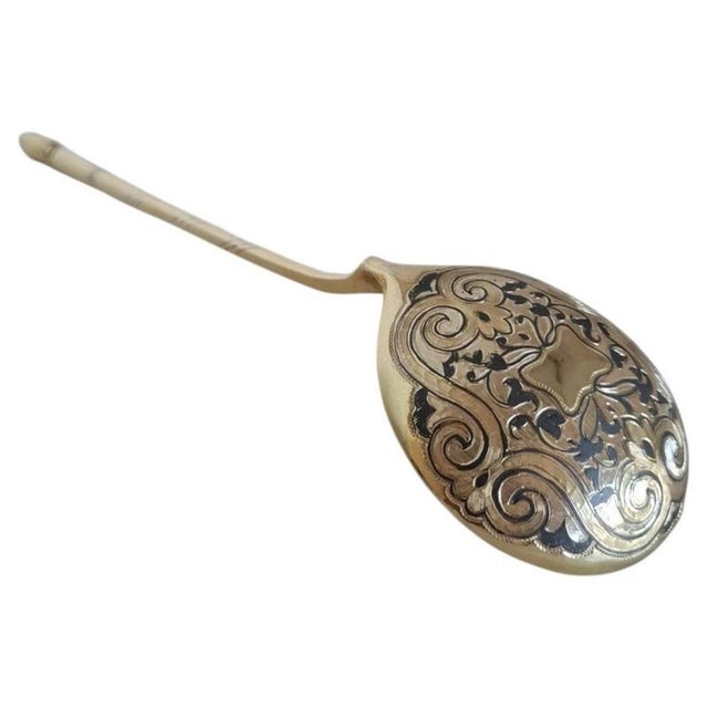 Antique Russian Silver-Gilt Niello Spoon, 1865 For Sale - Image 9 of 9