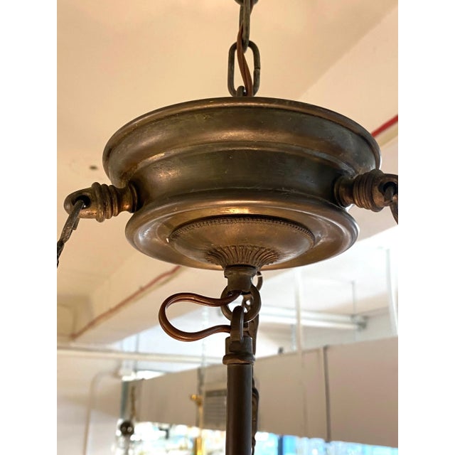 1940s Patinated Bronze With Hand Blown Glass Lantern For Sale In New York - Image 6 of 10
