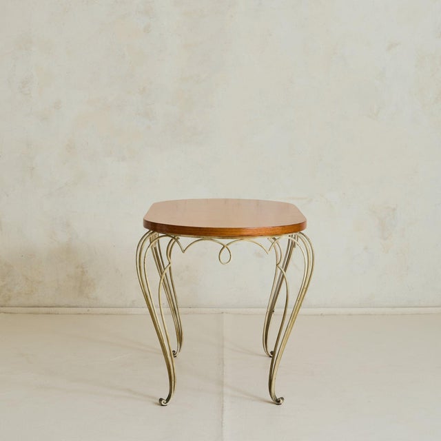 French Wrought Iron + Wood Console Table in the Manner of René Prou, 1940s For Sale - Image 4 of 11