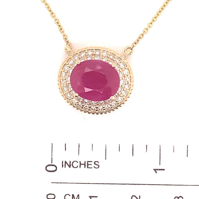 Ruby Diamond Necklace 14k Gold 18" 5.06 TCW Certified For Sale - Image 10 of 11