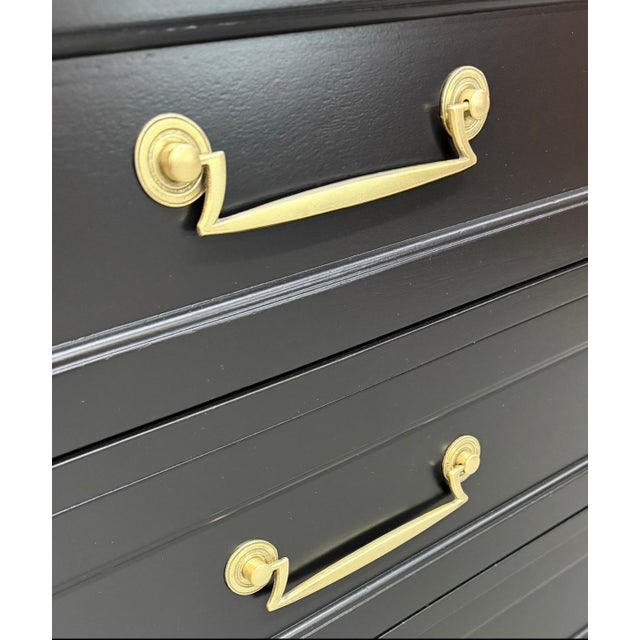 Vintage Henredon Italian Style Black High Chest For Sale - Image 9 of 10