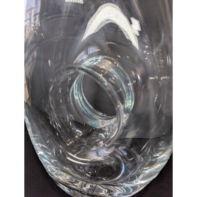 Modern Crystal Vase, Modern, Jeff Leatham, Heavy, Hole in Center, 2010's. Mint For Sale - Image 3 of 8