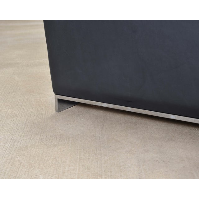 Ralph Lauren Navy Leather Pryce Club Chair With Steel Feet For Sale - Image 16 of 18