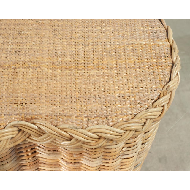 Michael Taylor Attributed Scalloped Rattan Wicker Dining Table For Sale - Image 17 of 18
