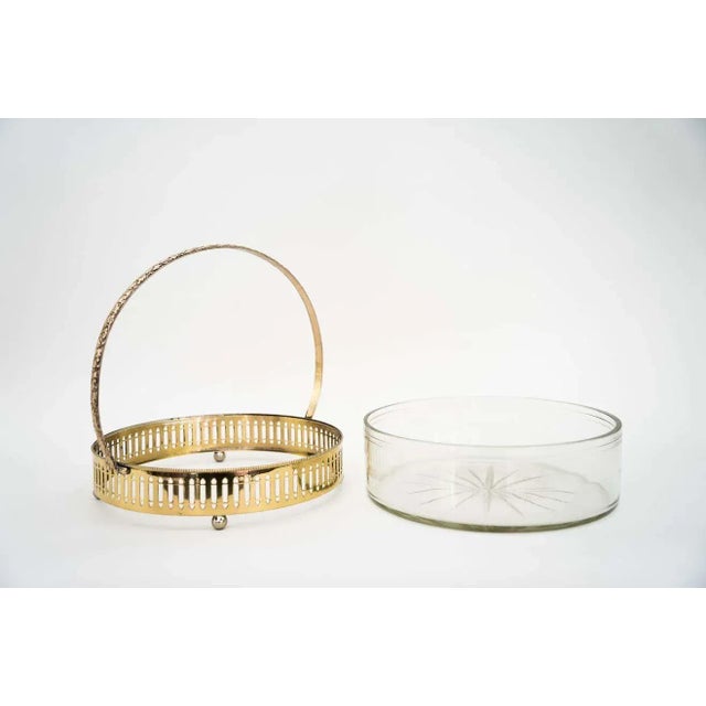 Art Deco Centerpiece with original glass vienna from around 1920s Polished and stove enamelled