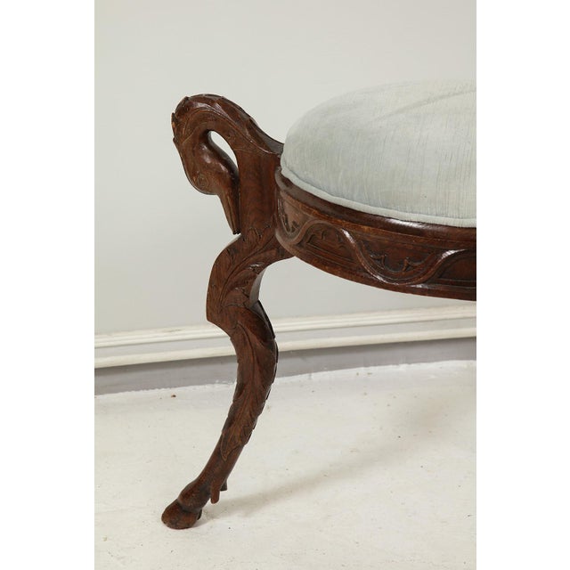 Antique Hand Carved Mahogany Swan Bench For Sale - Image 4 of 9
