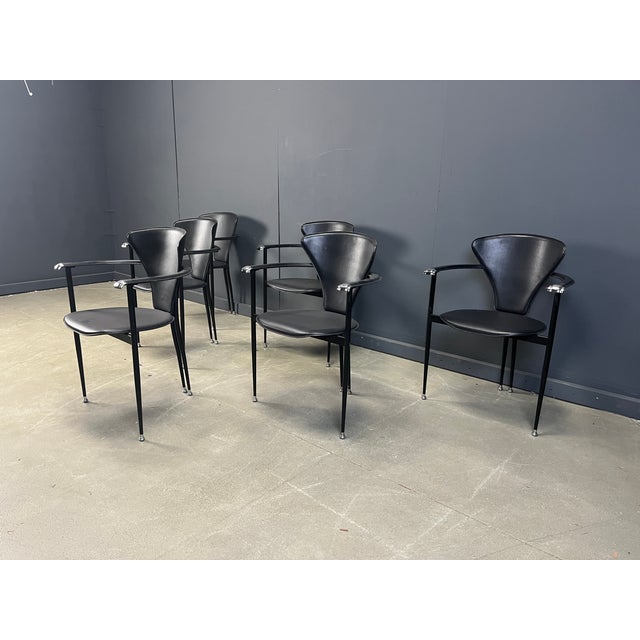 Vintage Leather Armchairs from Arrben, Italy, 1980s, Set of 6, in Very Good conditions. Designed 1980 to 1989 This piece...