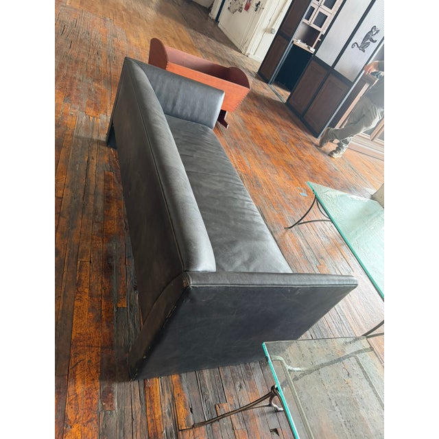Niedermaier Gary Lee for Niedermeier Black Leather Architectural Sofa, Mid-1990s For Sale - Image 4 of 12