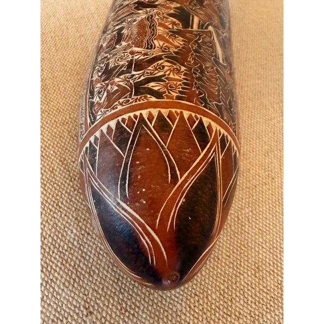Wood Vintage Intricately Hand-Carved Peruvian Folk Art Storyteller Gourd Rattle For Sale - Image 7 of 15