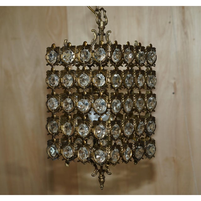 Antique Style Hanging Lantern Ceiling Light in Brass & Crystal Cut Glass, 2000s For Sale - Image 17 of 18
