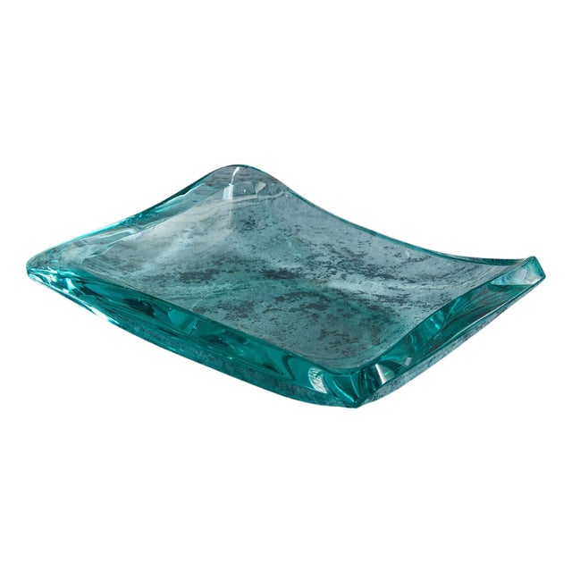 Rectangular Handblown Glass Bowl by Erwin Walter Burger for Fontana, Italy 1950s For Sale