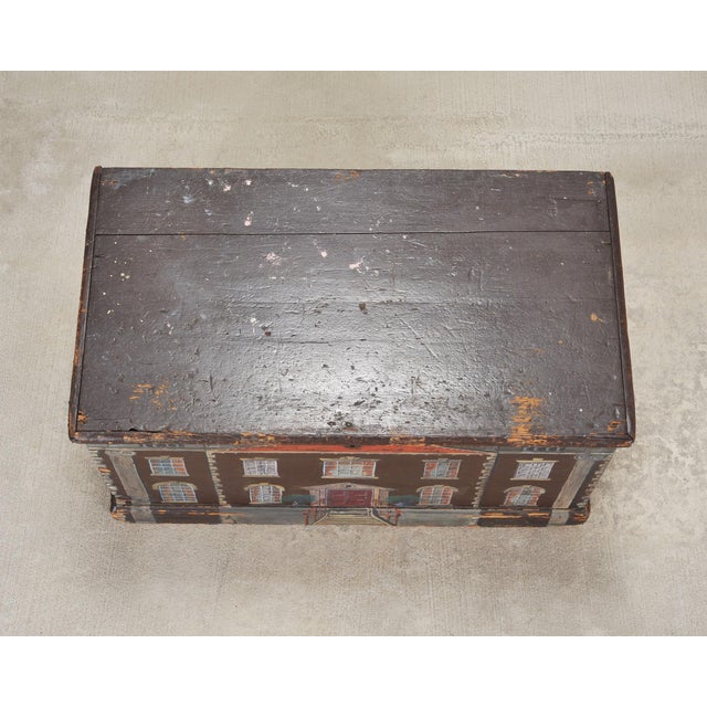 19th Century 19th C. English Painted Pine Chest With Georgian Manor Façade For Sale - Image 5 of 18
