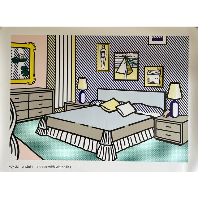 Art poster of Interior with Waterlilies (1991) by Roy Lichtenstein, one of the leading figures of Pop Art. In this later...