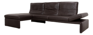 Raoul Leather Corner Sofa in Brown with Manual Function and Left Chaise by Koinor