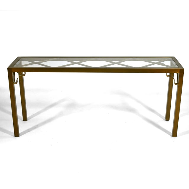 Mid-Century Modern Mastercraft Brass Chinese Chippendale Console Table For Sale - Image 3 of 10