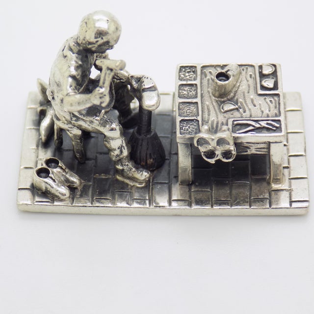 Silver Vintage Italian Handmade Sterling Silver Cobblers Workshop Figurine, 1980s For Sale - Image 8 of 14