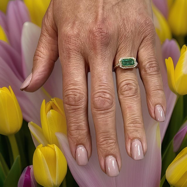 Natural Emerald and Diamond Ring 6.5 14k Y Gold 2.32 TCW Certified For Sale - Image 13 of 13