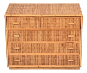 Mid-Century Modern Italian Organic Chest of Drawers in Bamboo and Rattan Wicker, 1970s
