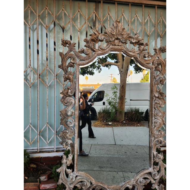 1960's Carved Solid Wood Mirrior For Sale - Image 4 of 12