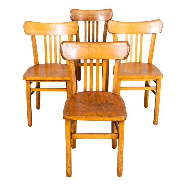 Vintage Luterma Chairs in Honey Oak and Bentwood, 1950s, Set of 4 For Sale