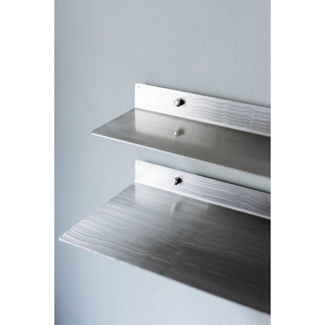 Metal Wall Shelf in Brushed Stainless Steel by Form & Eisen For Sale - Image 7 of 10