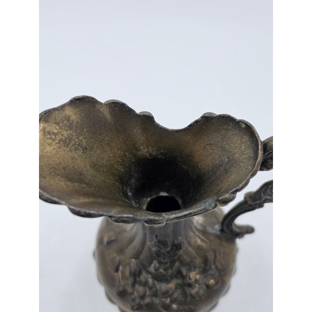 Rococo Style Italian Brass Floral Pitcher Vase For Sale In Mobile - Image 6 of 8