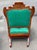 Wood Antique Victorian Art Nouveau Walnut Parlor Suite in Malachite Green, 3 Pieces For Sale - Image 7 of 10